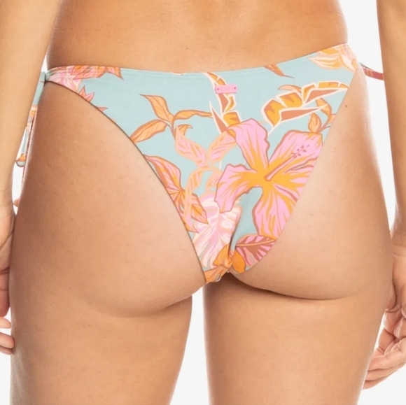 Roxy Pink and Blue Bikini with Tropical Floral Design - Picture 2 of 8